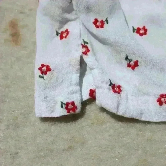 EMBROIDERED Cottagecore Cropped Tie Shoulder Floral Tank Top Relaxed Fit Women S - Picture 3 of 10